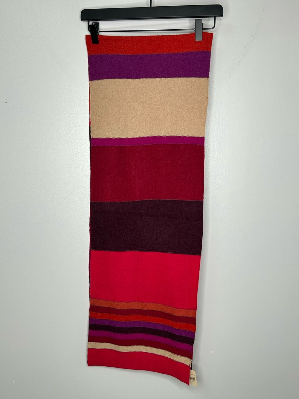 Coldwater Creek Wool Color Stripe Felt Scarf NWT